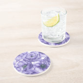 Dessous De Verre En Grès Motif d'aquarelle de fleurs d'anémone violet (Côté)