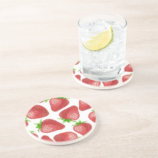 Dessous De Verre En Grès Motif d'aquarelle de fraises (Côté)