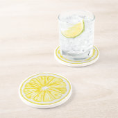 Dessous De Verre En Grès Motif d'aquarelle de tranches de citron (Côté)