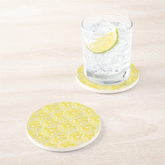 Dessous De Verre En Grès Motif d'aquarelle de tranches de citron (Côté)