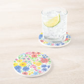 Dessous De Verre En Grès Motif d'aquarelle florale (Côté)