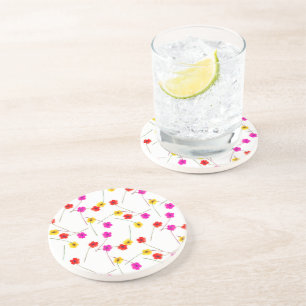 Dessous De Verre En Grès Motif d'aquarelle vive avec petites fleurs