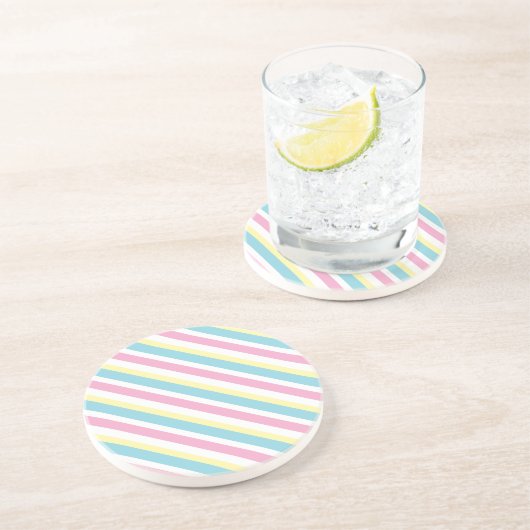 Dessous De Verre En Grès Motif de bandes de couleurs cool (Côté)