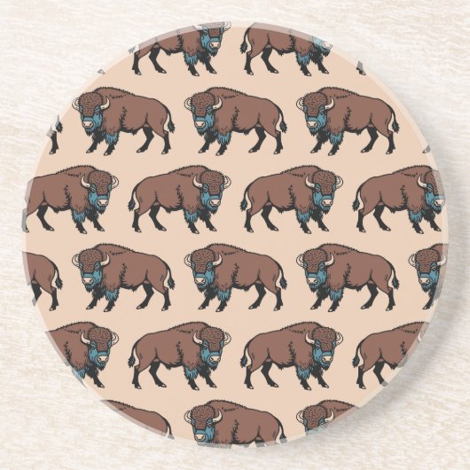 Dessous De Verre En Grès Motif de bison de Buffalo (Devant)