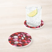 Dessous De Verre En Grès Motif de bonbons rose et blanc (Côté)