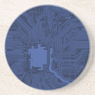 Dessous De Verre En Grès Motif de carte mère Geek bleu