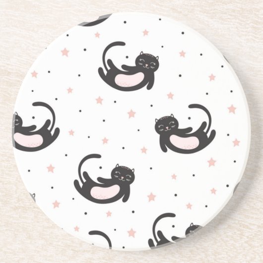 Dessous De Verre En Grès Motif de chat (Devant)