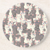 Dessous De Verre En Grès Motif de chats blancs et gris (Devant)