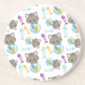 Dessous De Verre En Grès Motif De Chats, Chats Mignons, Chatons, Poisson (Devant)