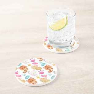 Dessous De Verre En Grès Motif De Chats, Chats Mignons, Kitty, Chatons, Paw