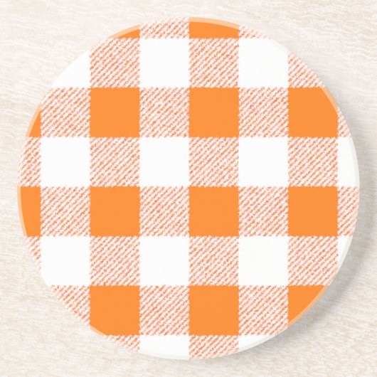 Dessous De Verre En Grès Motif de chèques En vichy orange (Devant)