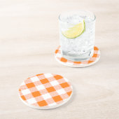 Dessous De Verre En Grès Motif de chèques En vichy orange (Côté)