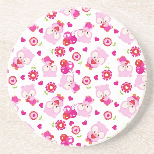 Dessous De Verre En Grès Motif De Chouettes, Chouettes Mignonnes, Chouettes (Devant)
