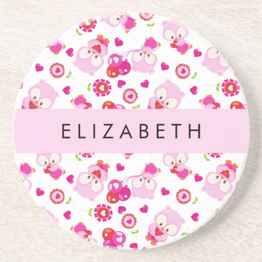 Dessous De Verre En Grès Motif De Chouettes, Chouettes Mignonnes, Chouettes (Devant)