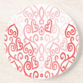 Dessous De Verre En Grès Motif de coeur rouge et rose (Devant)