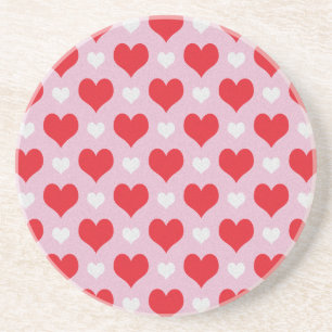 Dessous De Verre En Grès Motif de coeur valentin rouge et blanc
