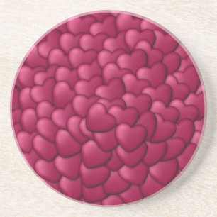 Dessous De Verre En Grès Motif de coeurs rouges 3D romantiques-32322