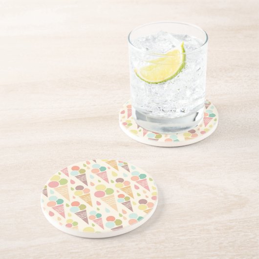 Dessous De Verre En Grès motif de cônes de crème glacée (Côté)