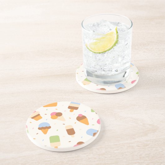 Dessous De Verre En Grès Motif de crème glacée, cône de crème glacée, Popsi (Côté)
