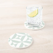 Dessous De Verre En Grès Motif de cube géométrique cool Mint (Côté)