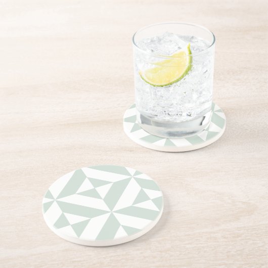 Dessous De Verre En Grès Motif de cube géométrique cool Mint (Côté)