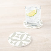 Dessous De Verre En Grès Motif de cube géométrique gris moyen (Côté)