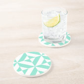 Dessous De Verre En Grès Motif de cube géométrique vert Seafoam (Côté)
