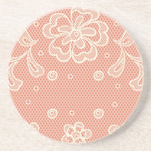 Dessous De Verre En Grès Motif de dentelle, cru 4 de fleur (Devant)