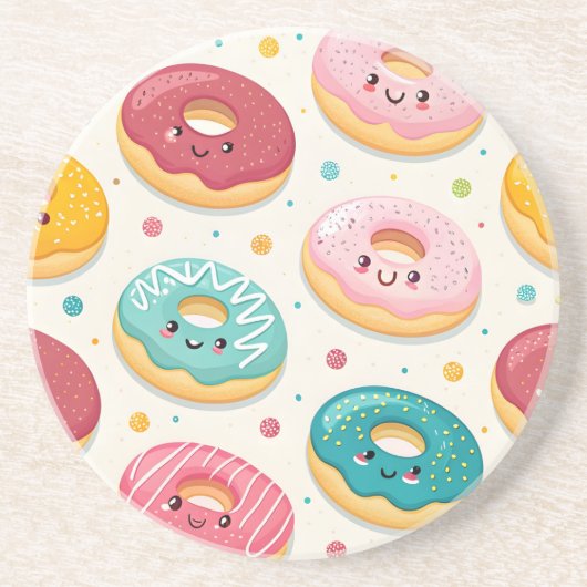 Dessous De Verre En Grès Motif de Donuts (Devant)
