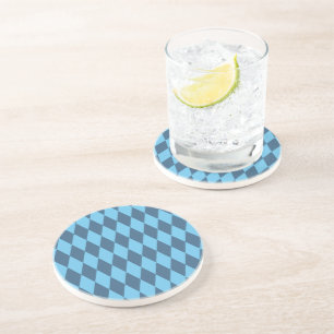 Dessous De Verre En Grès Motif de drapeau en losange de Bavière bleue