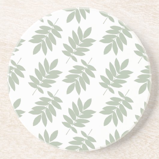 Dessous De Verre En Grès Motif de feuille aînée vert+blanc (Devant)
