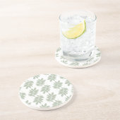 Dessous De Verre En Grès Motif de feuille aînée vert+blanc (Côté)
