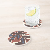Dessous De Verre En Grès Motif de feuille rétro abstrait (Côté)