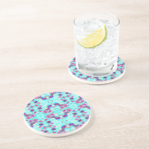 Dessous De Verre En Grès Motif de fleur violette mignonne et féminine sur f