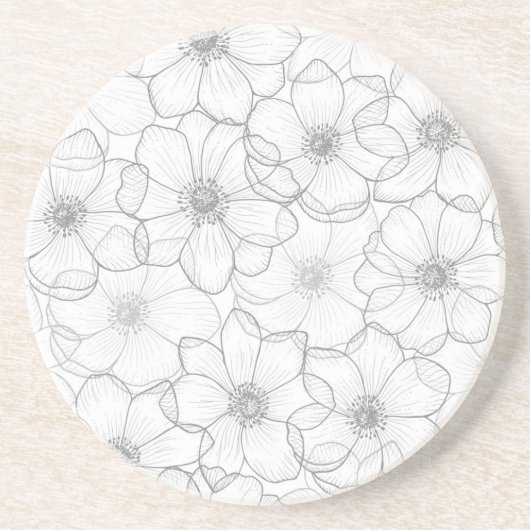 Dessous De Verre En Grès Motif de fleurs (Devant)