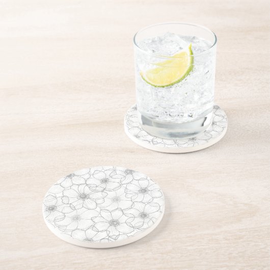 Dessous De Verre En Grès Motif de fleurs (Côté)