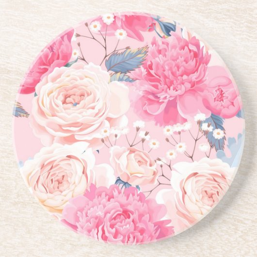 Dessous De Verre En Grès Motif de fleurs (Devant)