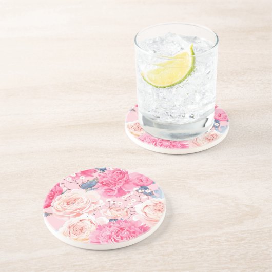 Dessous De Verre En Grès Motif de fleurs (Côté)