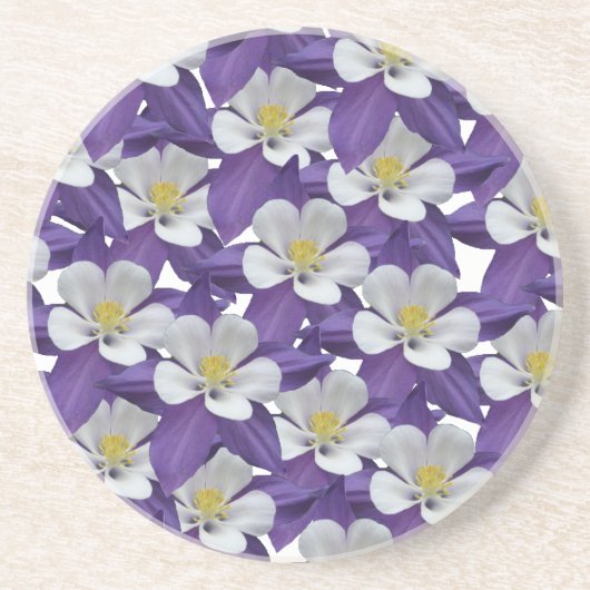 Dessous De Verre En Grès Motif de fleurs Columbine (Devant)