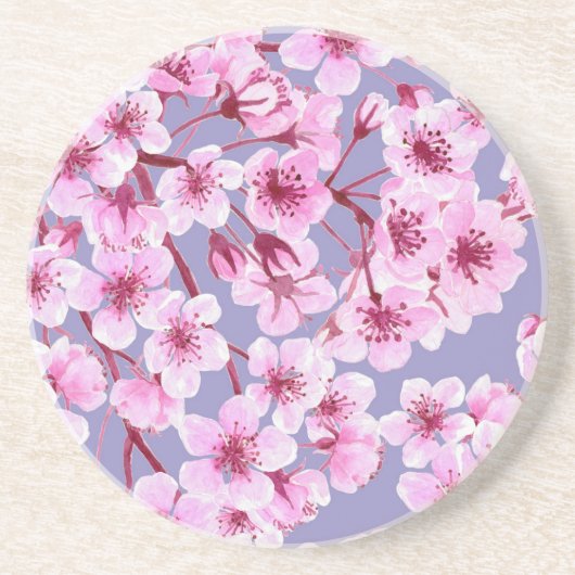Dessous De Verre En Grès Motif de fleurs de cerisiers (Devant)