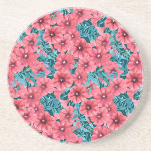 Dessous De Verre En Grès Motif de fleurs de pétunia rouge