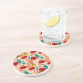 Dessous De Verre En Grès Motif de fleurs, de vases et de bouteilles (Côté)