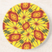 Dessous De Verre En Grès Motif de fleurs d'or (Devant)