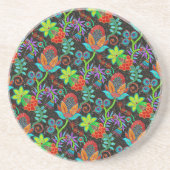 Dessous De Verre En Grès Motif de fleurs exotiques Texture de perles de ver (Devant)