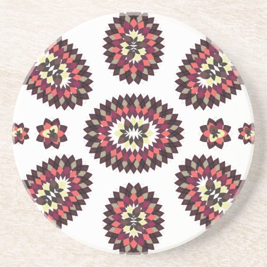 Dessous De Verre En Grès Motif de fleurs Mandala (Devant)
