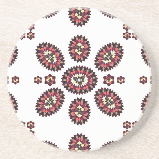 Dessous De Verre En Grès Motif de fleurs Mandala (Devant)