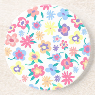 Dessous De Verre En Grès Motif de fleurs printanières colorées mignonnes