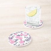 Dessous De Verre En Grès Motif DE FLEURS ROSE ET PURPLE (Côté)