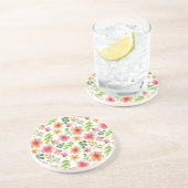 Dessous De Verre En Grès Motif de fleurs roses à l'aquarelle (Côté)