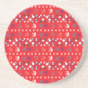 Dessous De Verre En Grès Motif de flocon de neige moderne Red Christmas